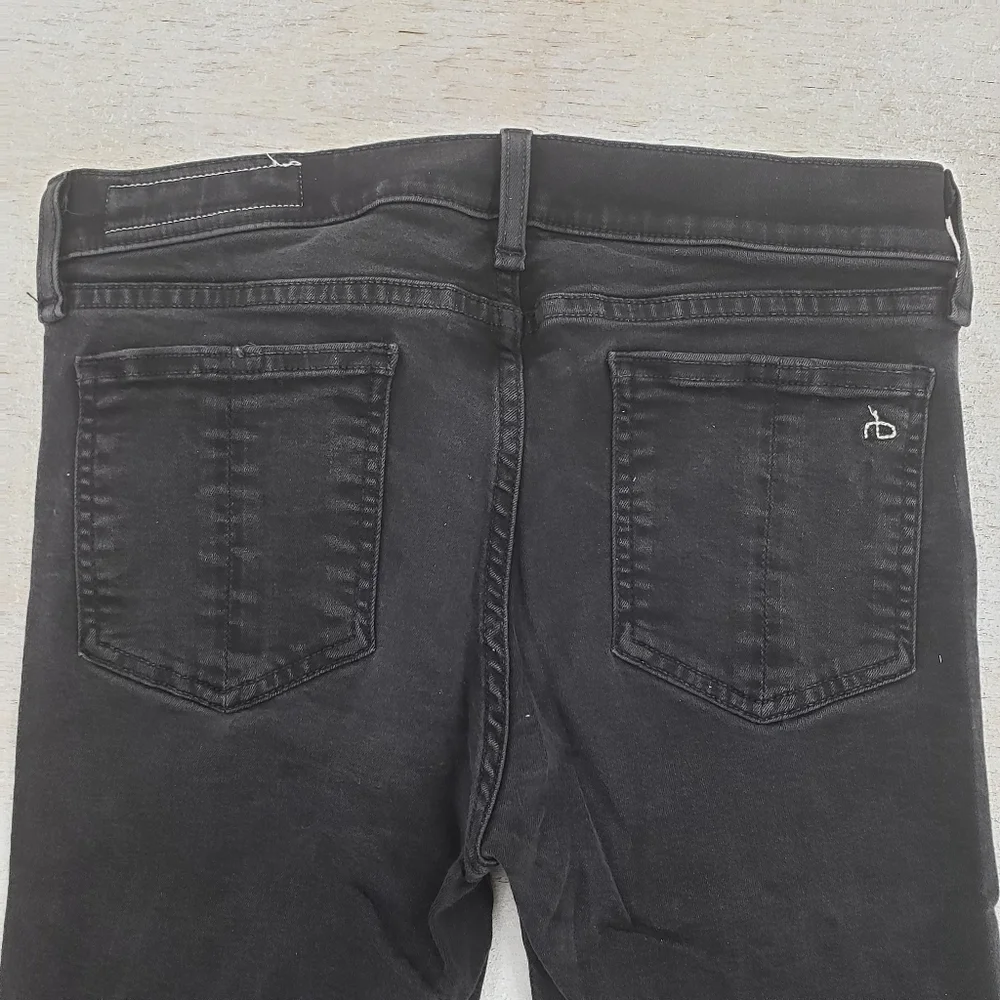 Rag & bone women US 29 black jeans ankle skinny raw hem zipper fly Modal blend